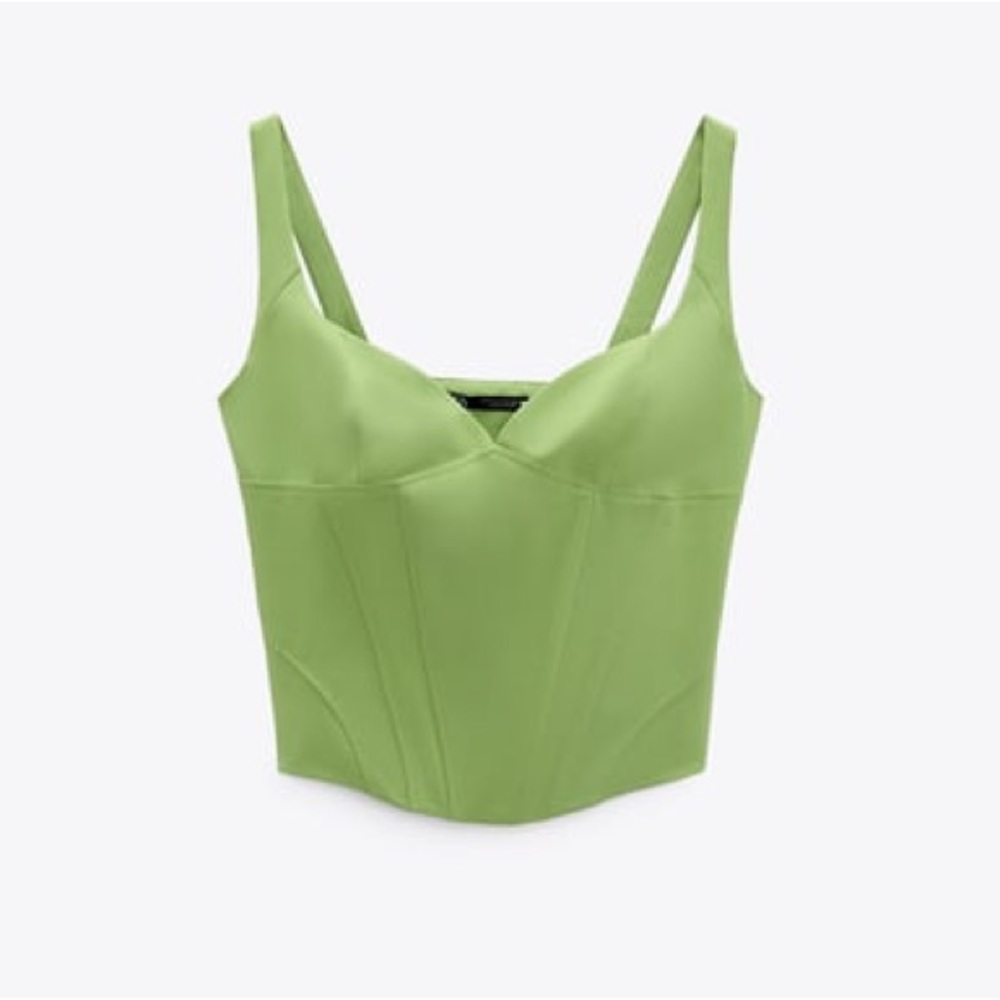 NWT Zara Bustier Green Pistachio Crop Top Corset Tank Top